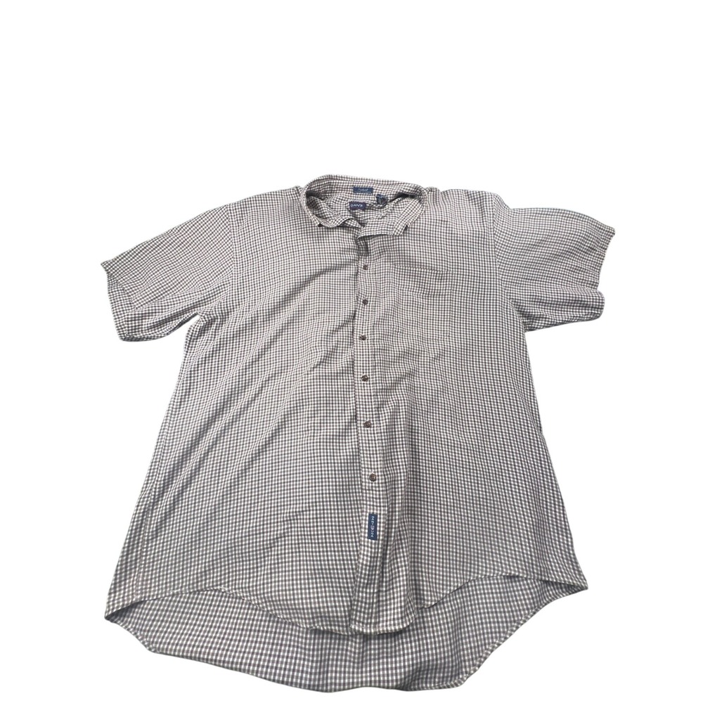 GANT Foxhunt Mens Gingham Button Down Shirt 2XLT Tall Brown White Short Sleeve